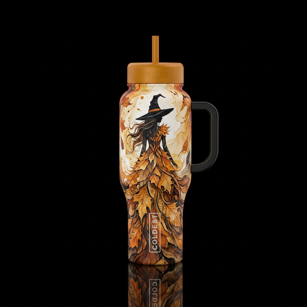 Hallow Leaves water bottle design