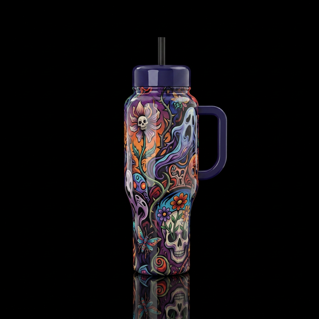 Flowers in my Head water bottle design