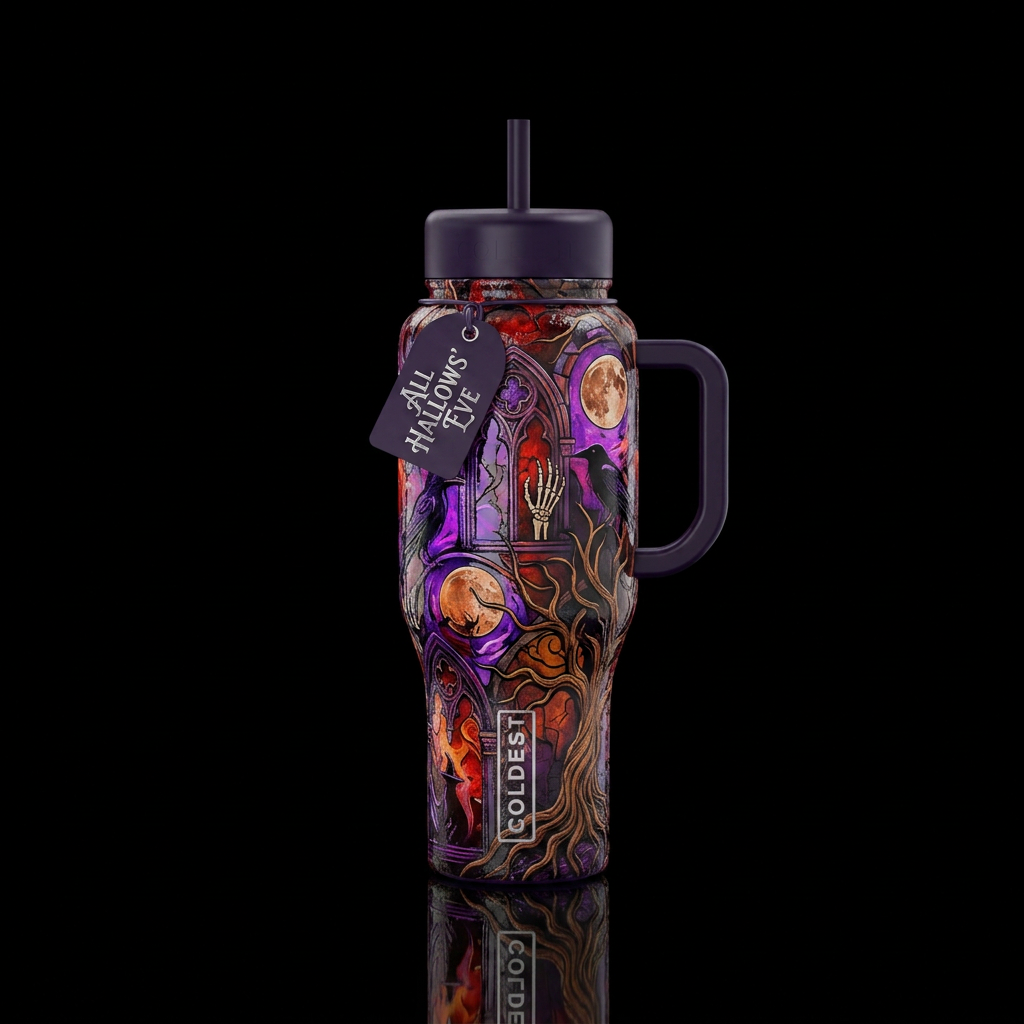 All Hallows Eve water bottle design