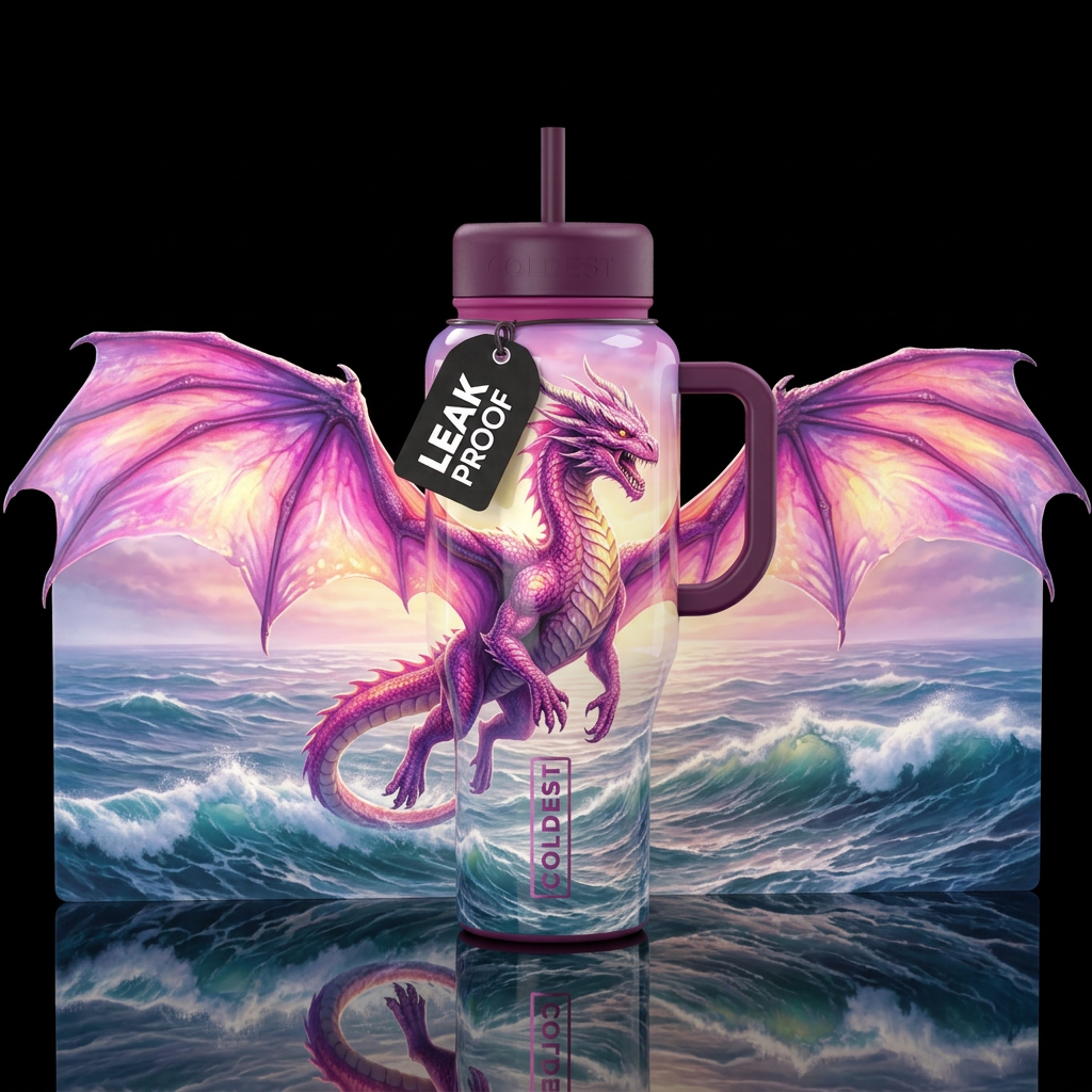 Good Morning Dragon water bottle design