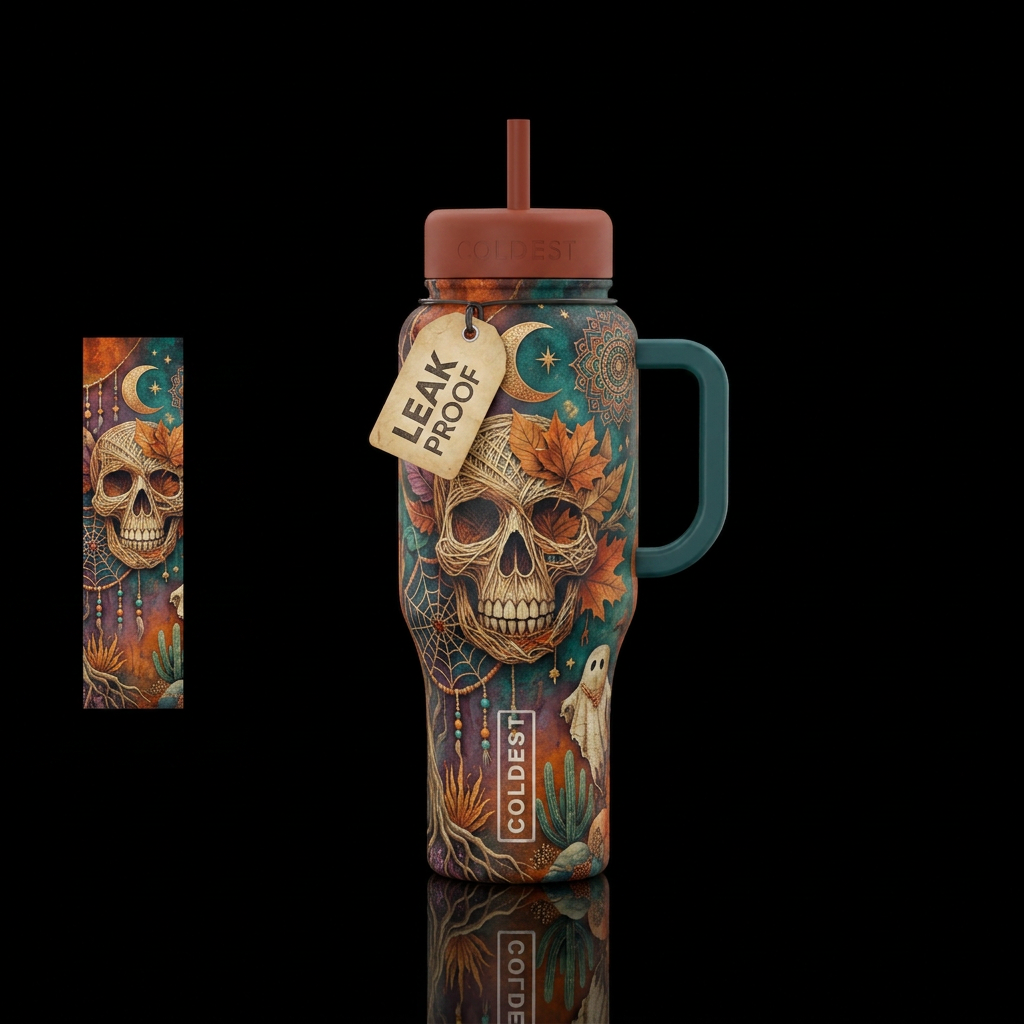 Bohemian Halloween water bottle design