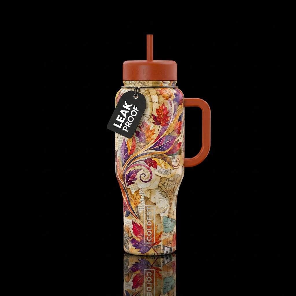 Windy Fall Leaves water bottle design