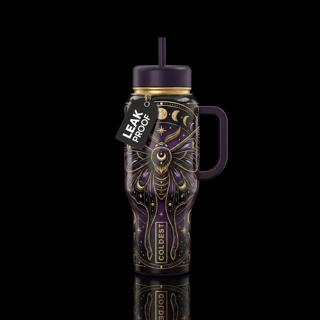 Celestial Moth water bottle design