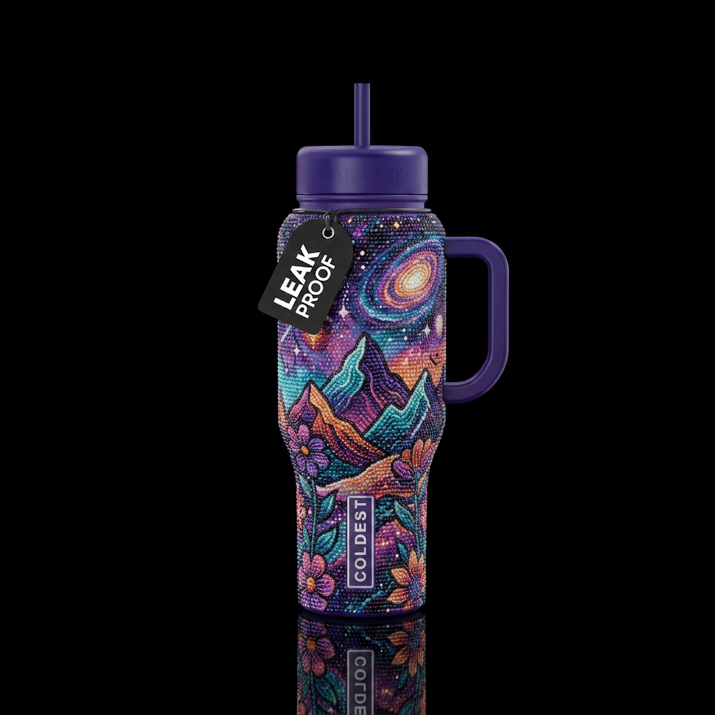 Beaded Cosmic Peace water bottle design