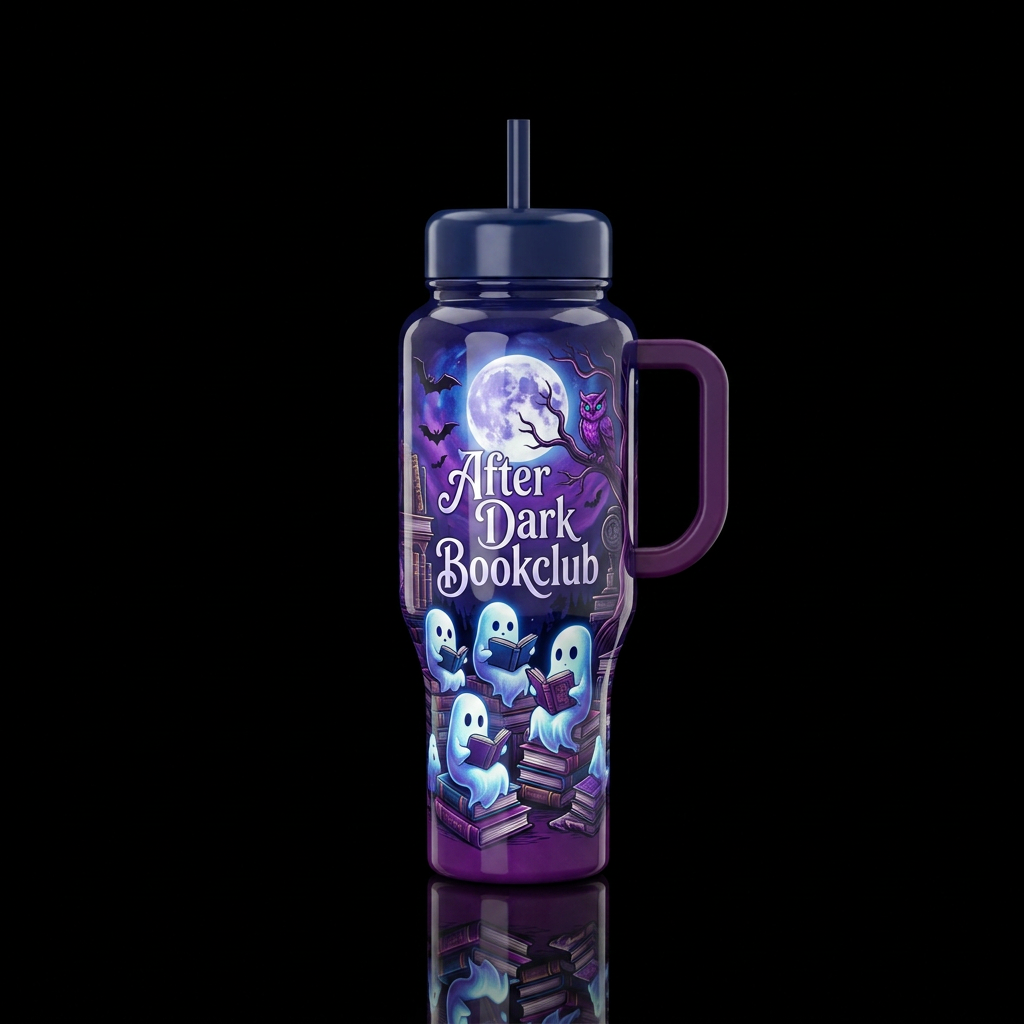 After Dark Bookclub water bottle design