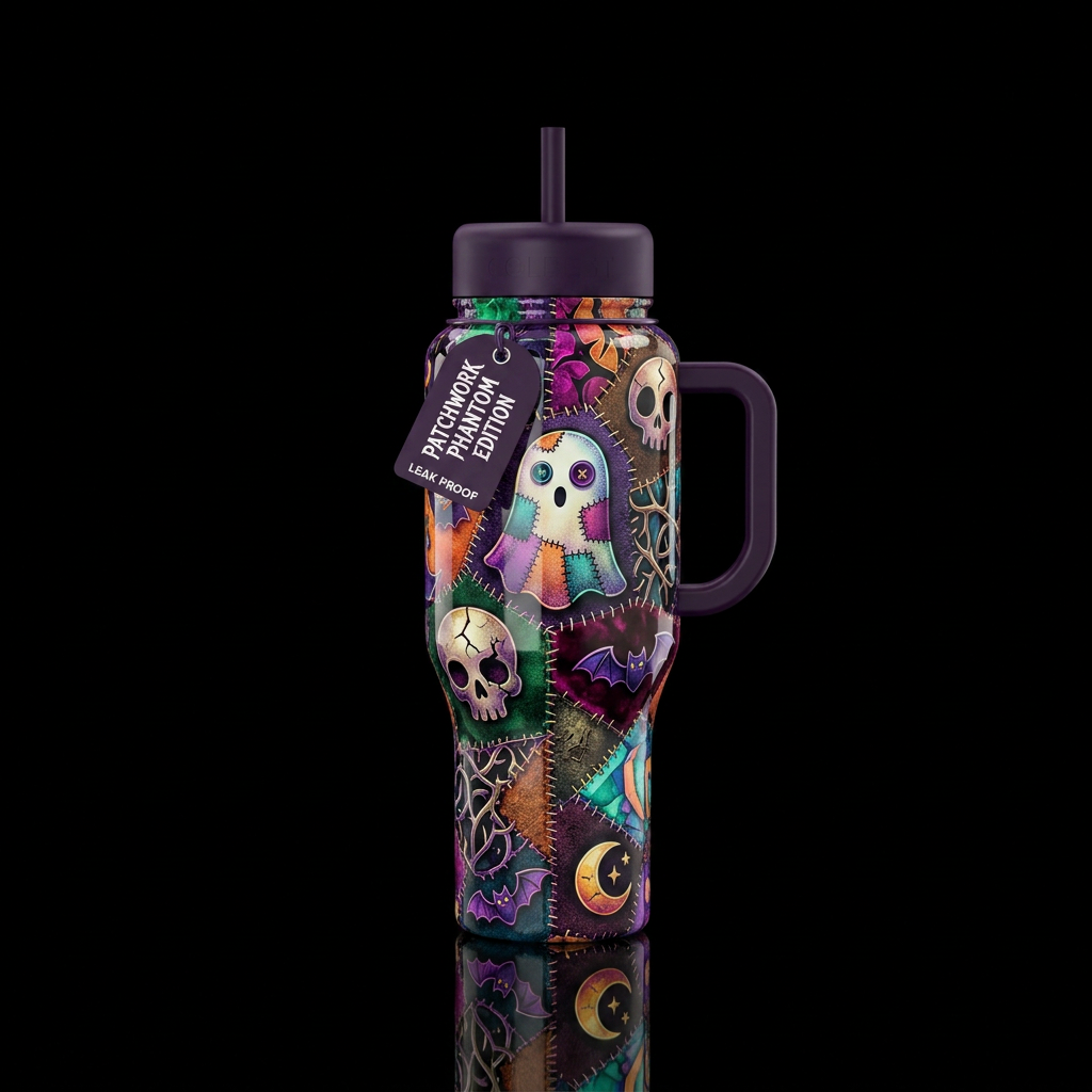 The Patchwork Phantoms water bottle design