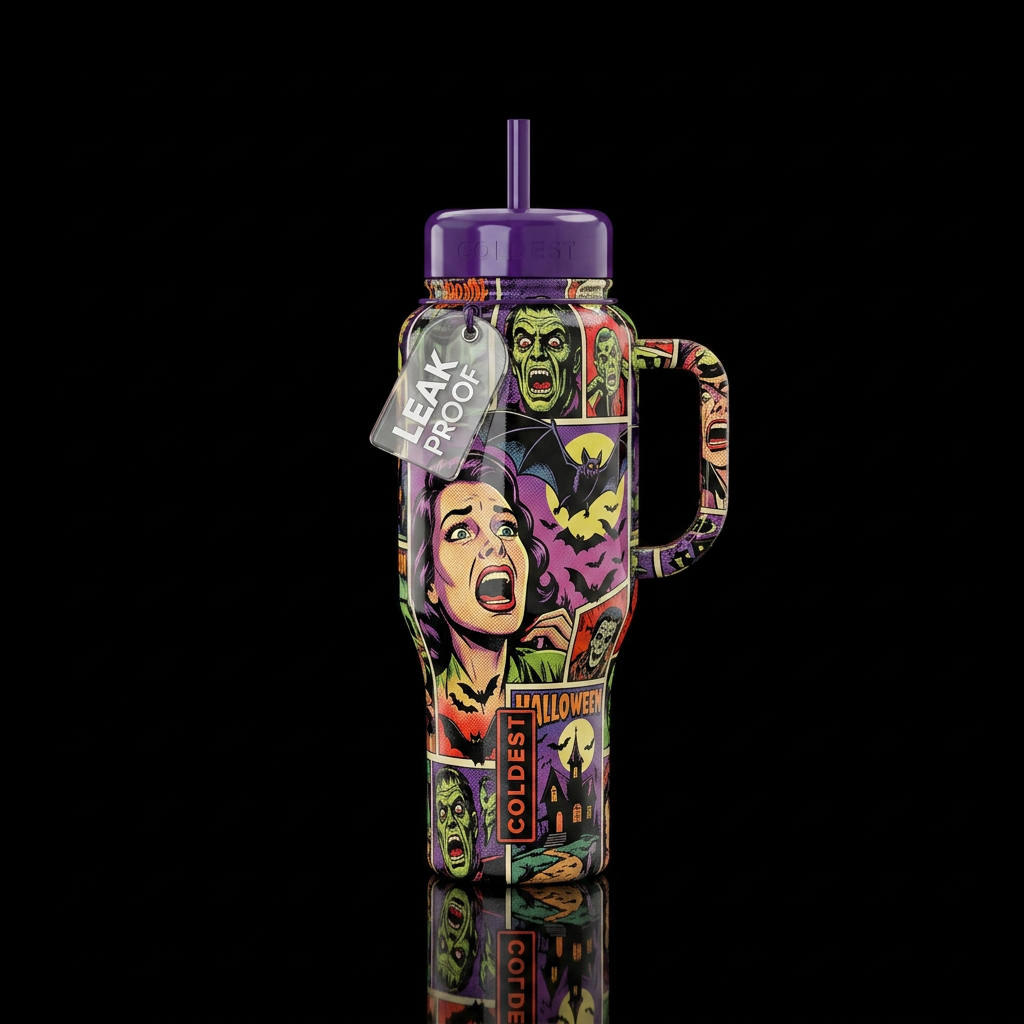 50’s Horror water bottle design