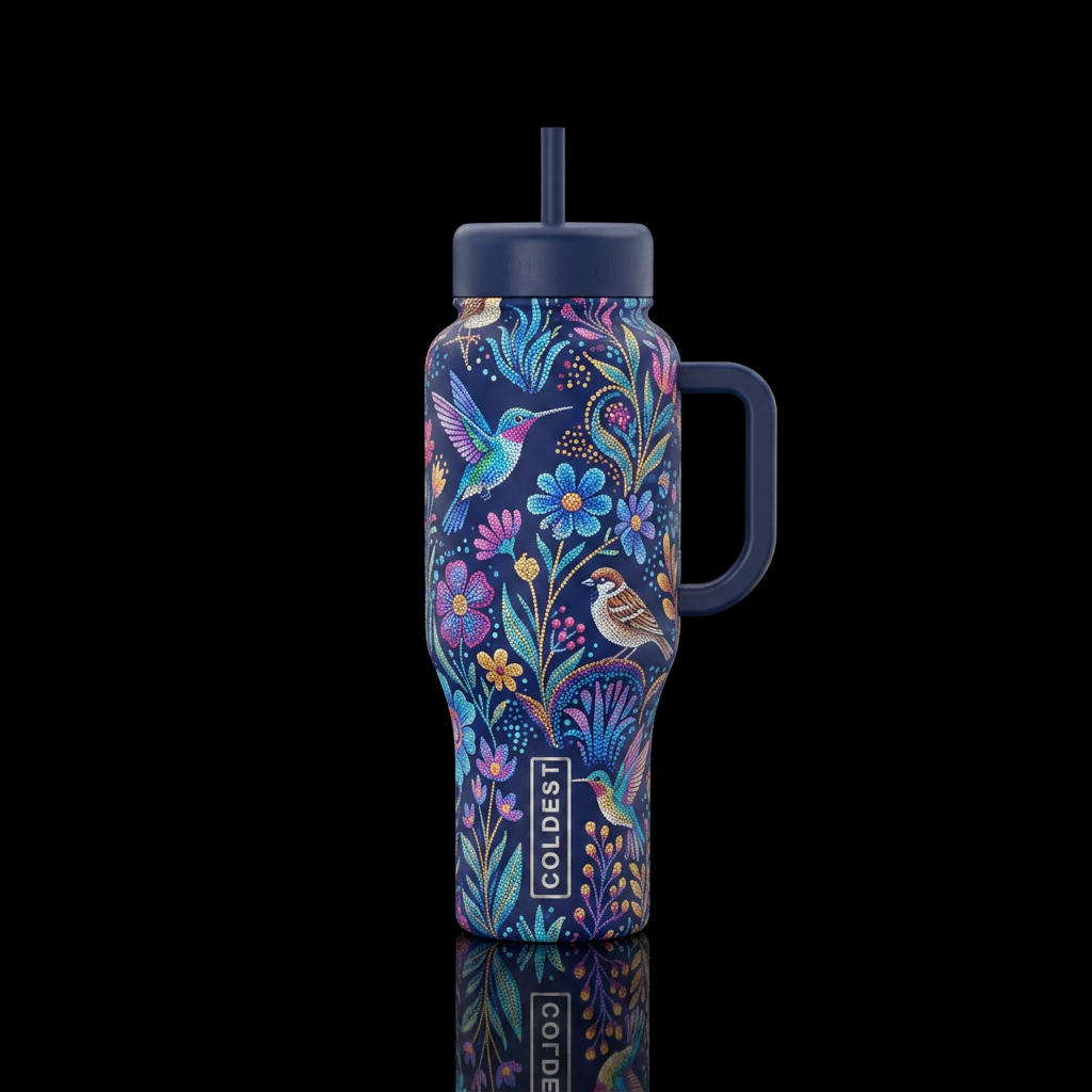 Floral and Birds water bottle design