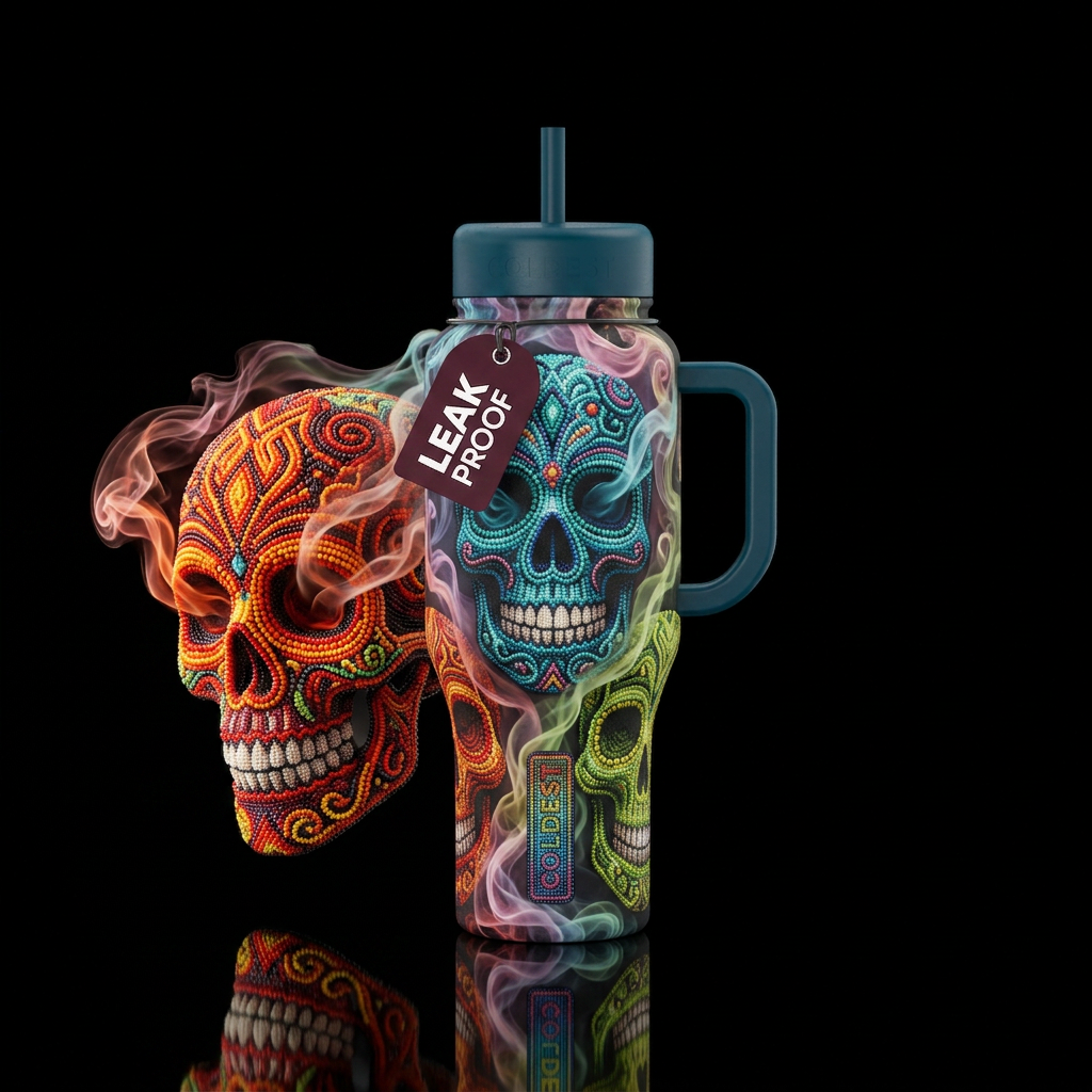 Smoky Sugar Skulls water bottle design