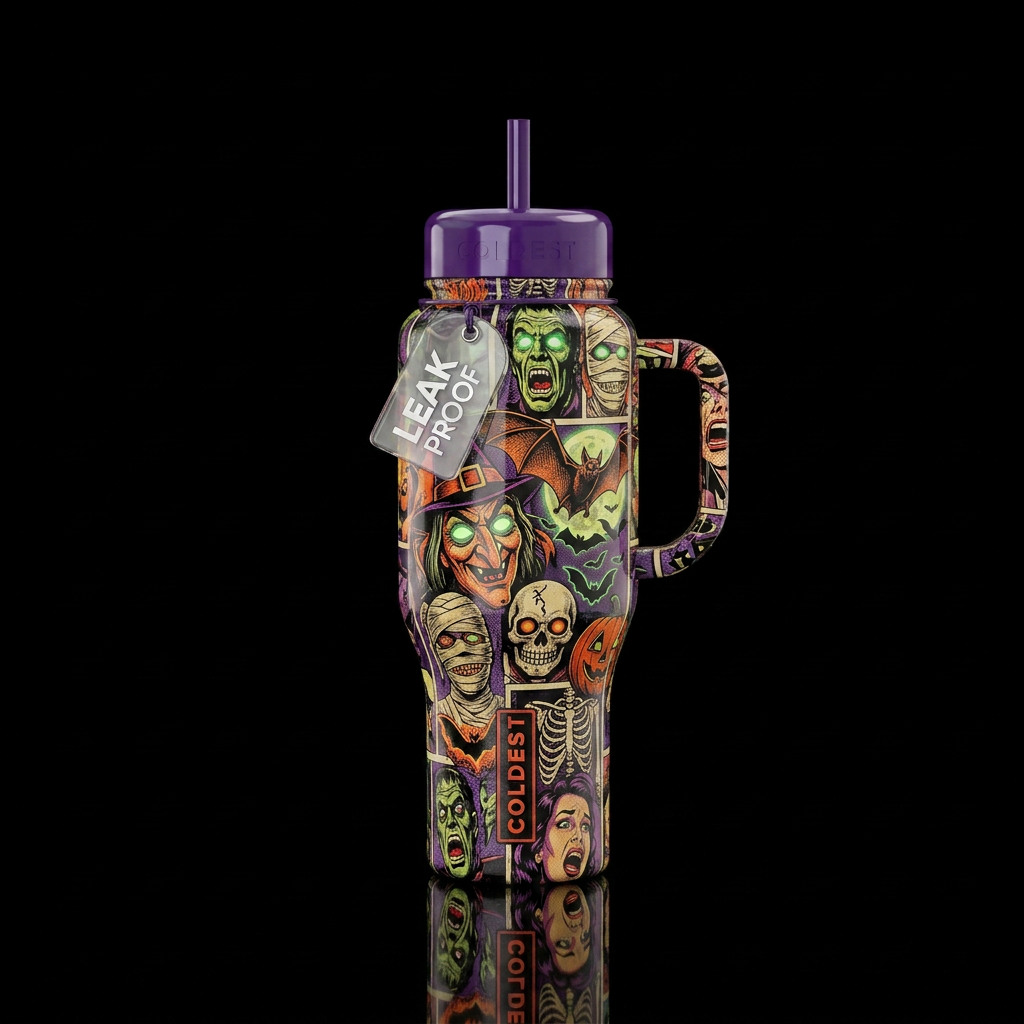 50’s Halloween water bottle design