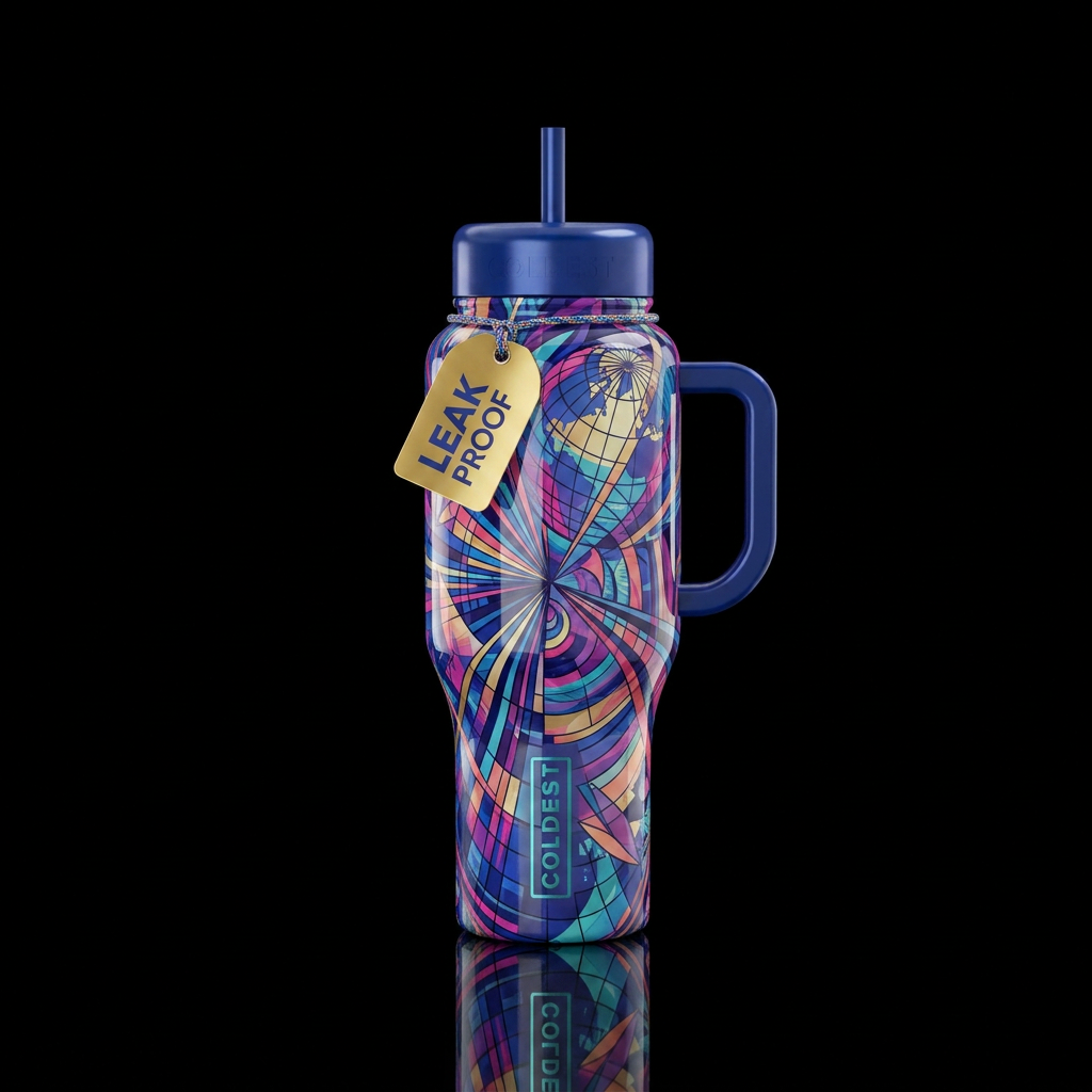 World Wide Time Zones water bottle design