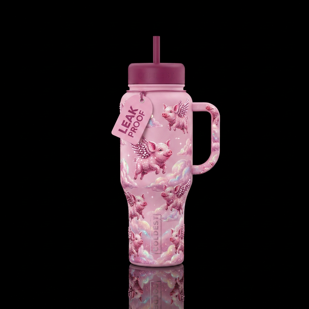When Pigs Fly water bottle design
