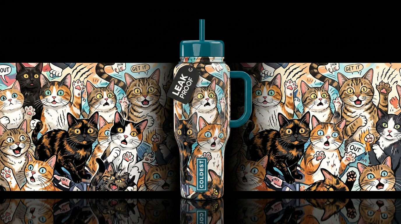 Cat Scratch Fever water bottle design