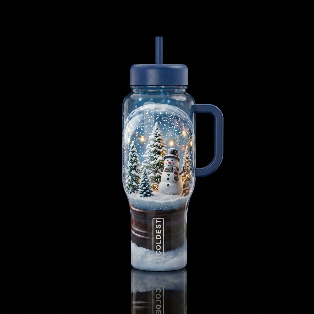 Christmas Snow Globe water bottle design