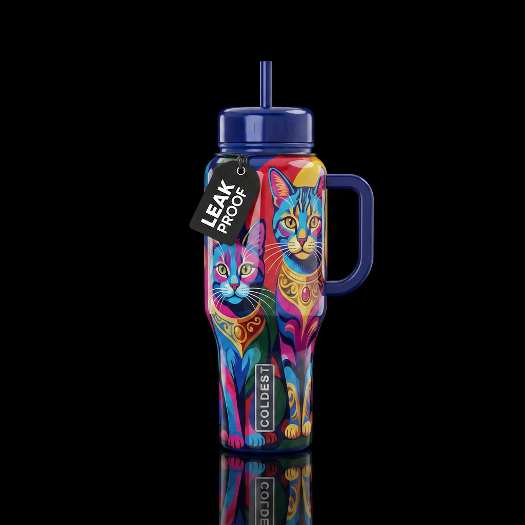 Two Cool Cats water bottle design