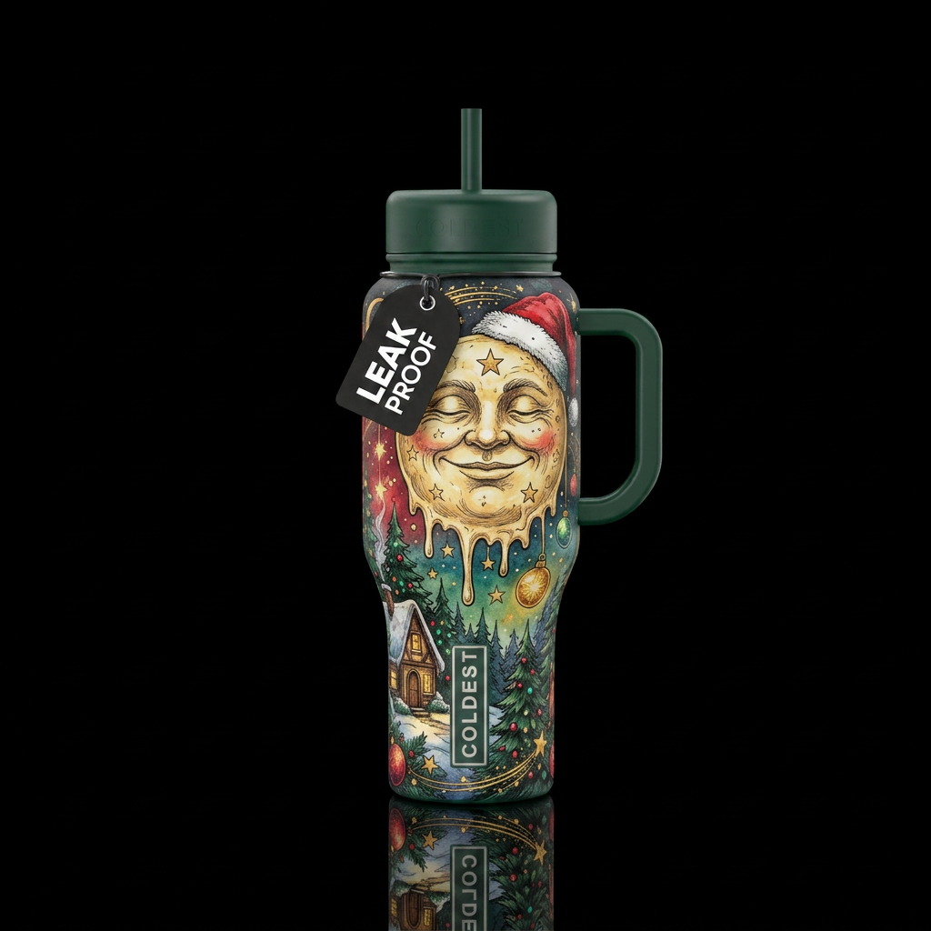 Christmas Moon water bottle design