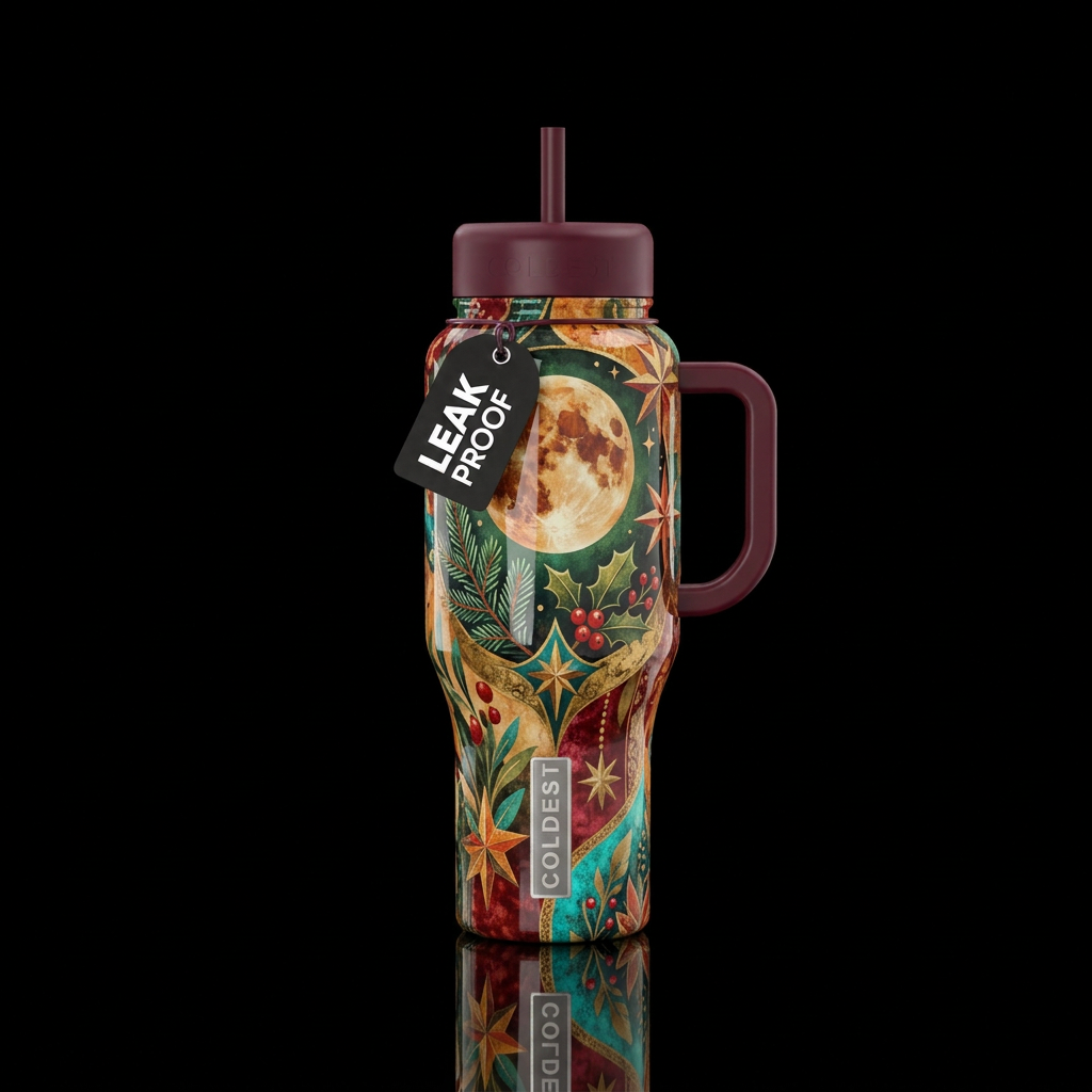 Bohemian Christmas water bottle design