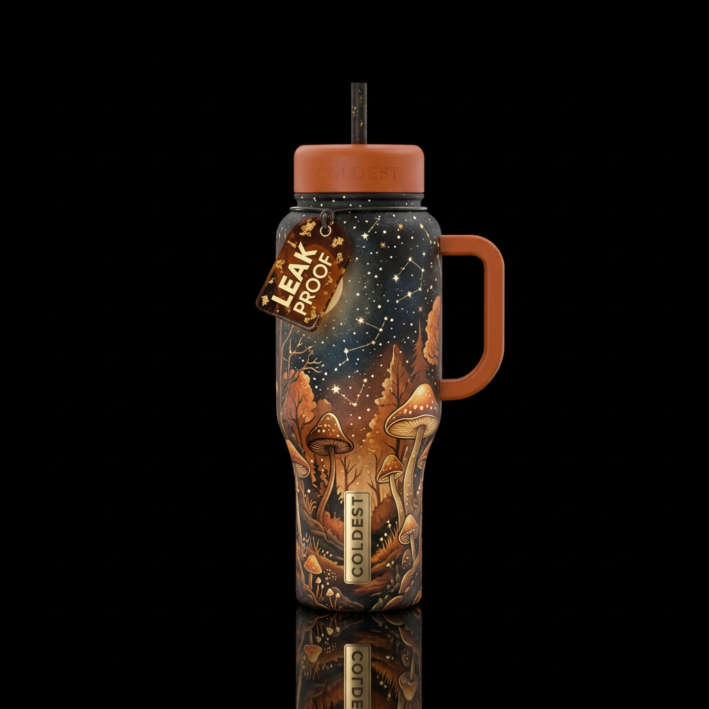 Magical Mushroom Forest water bottle design