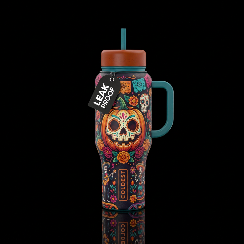 Day of the Dead Jack O Lantern water bottle design