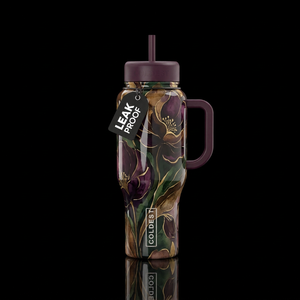 Fairy Bohemian Flowers water bottle design