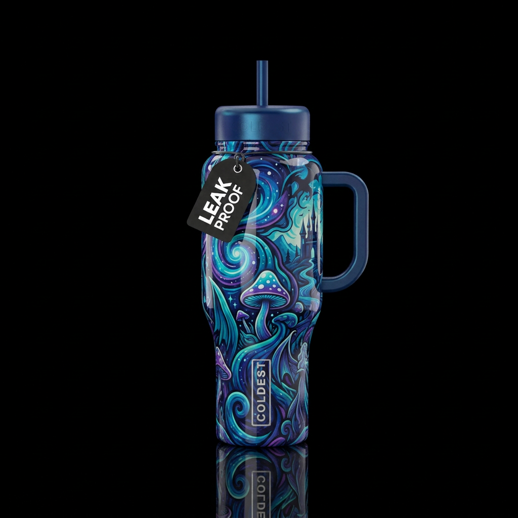 Psychedelic Storytelling water bottle design