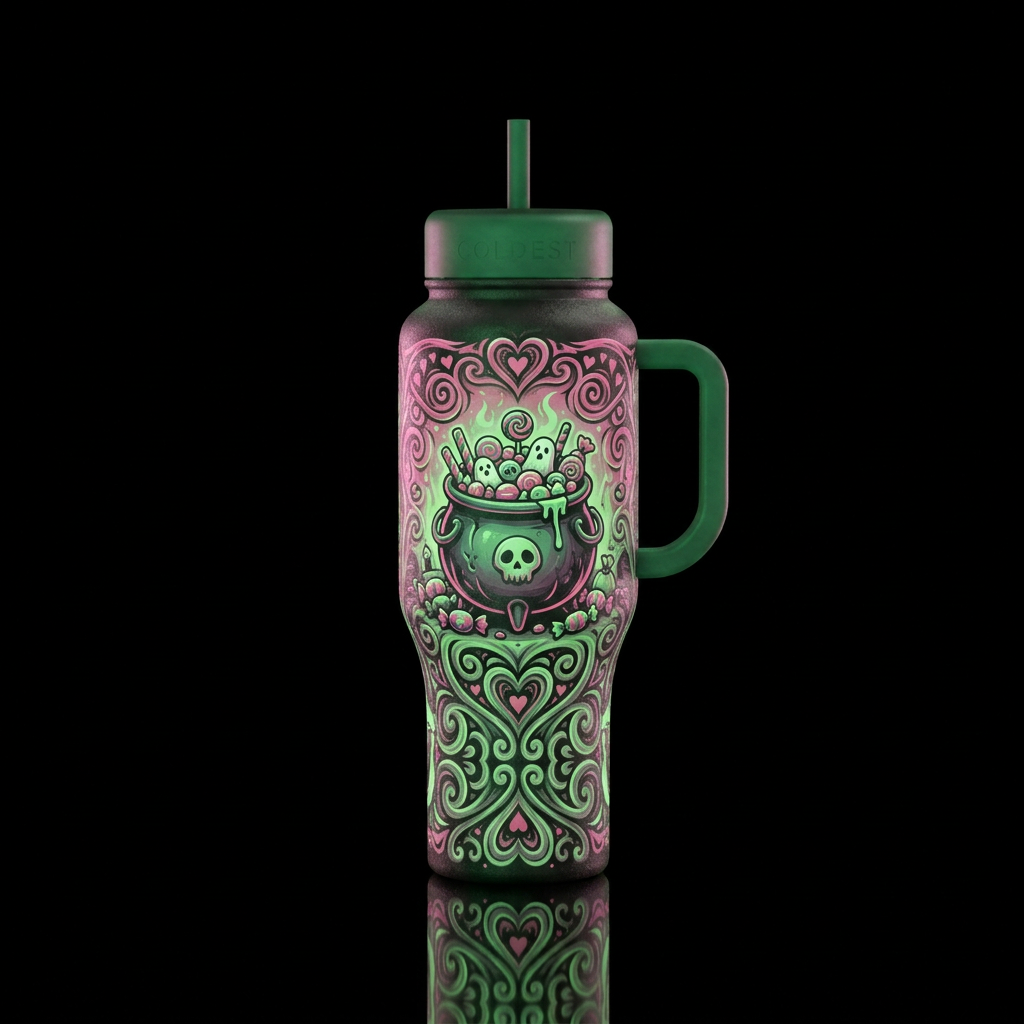 Cauldron of Candy water bottle design