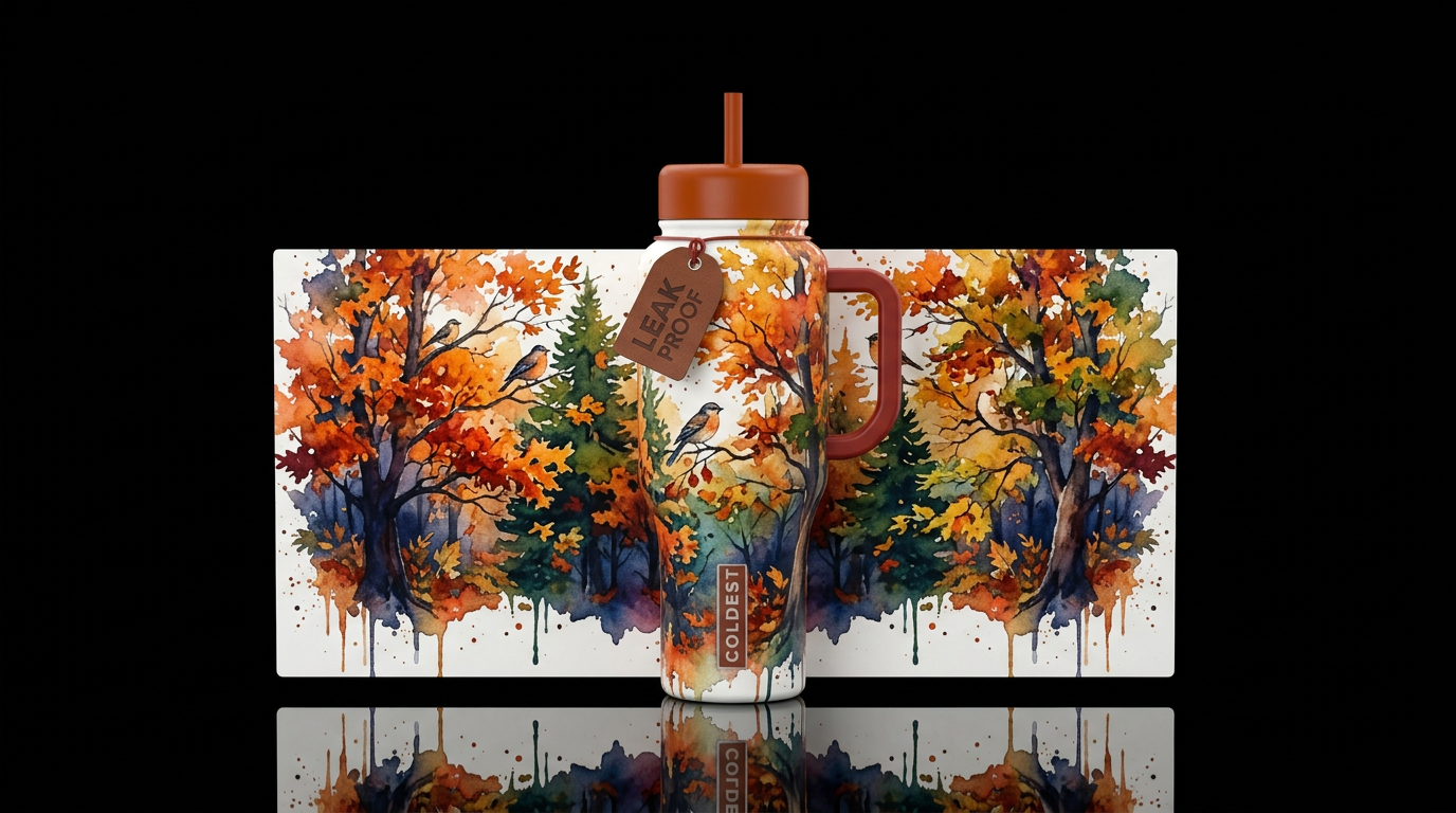Autumn Leaves water bottle design