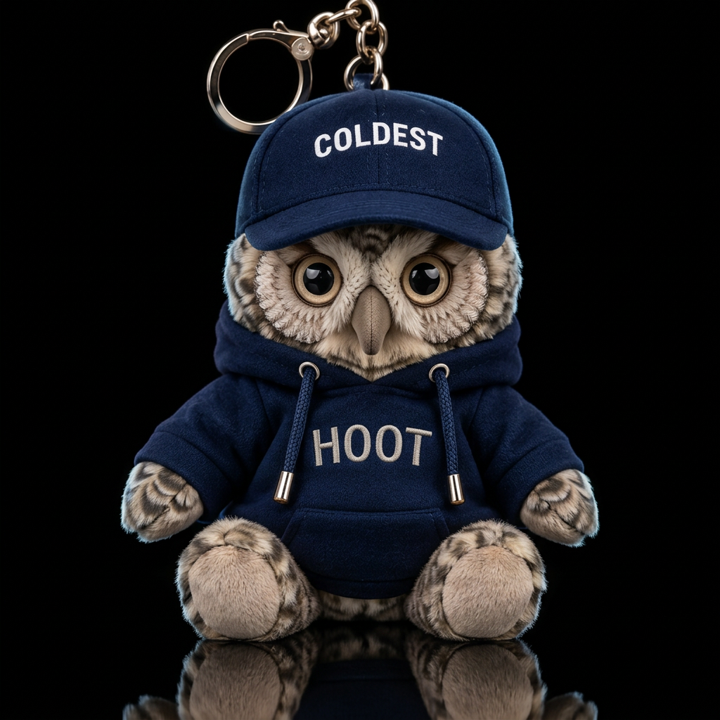 Owl, feathered, hoot on sweater, big eyes water bottle design