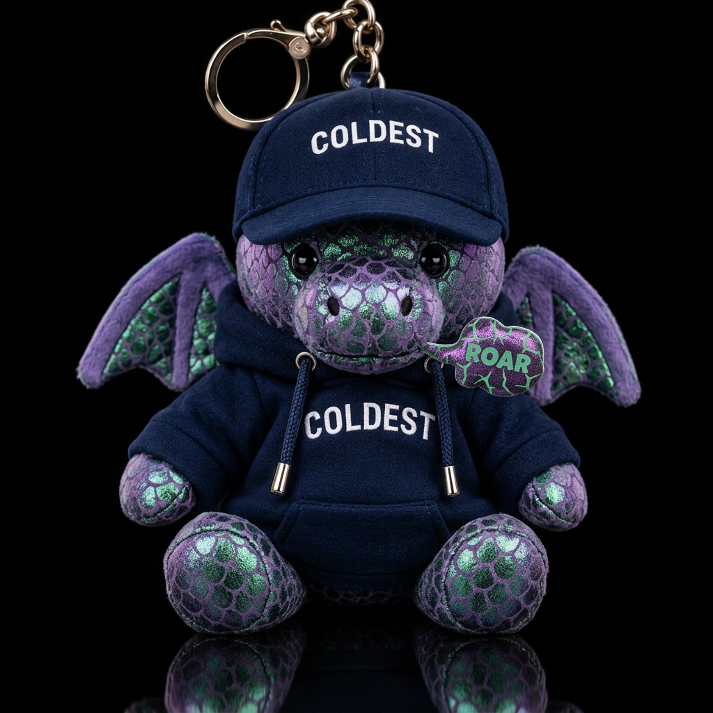 Dragon with purple green shiny scales, wings, roar water bottle design