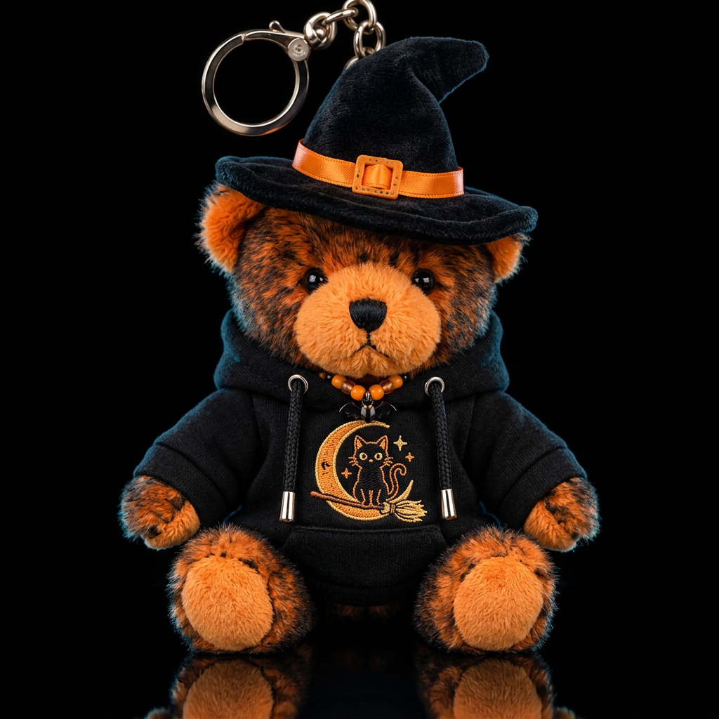 Black and orange Halloween witch, hat, dressed, sp... water bottle design