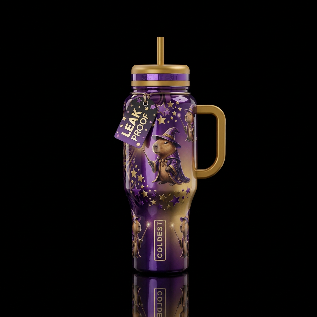 Oh Witchy Capybara water bottle design