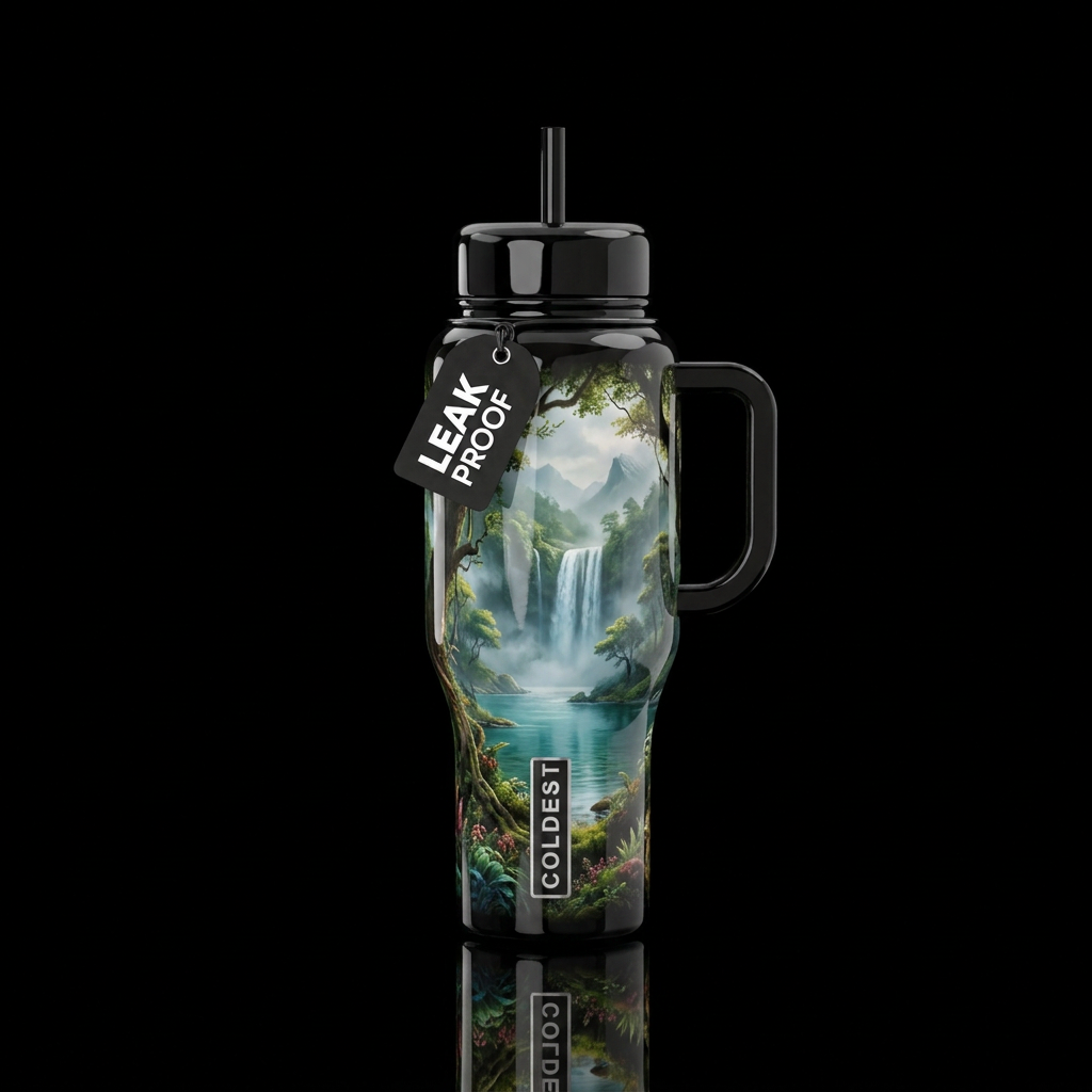 Waterfall water bottle design