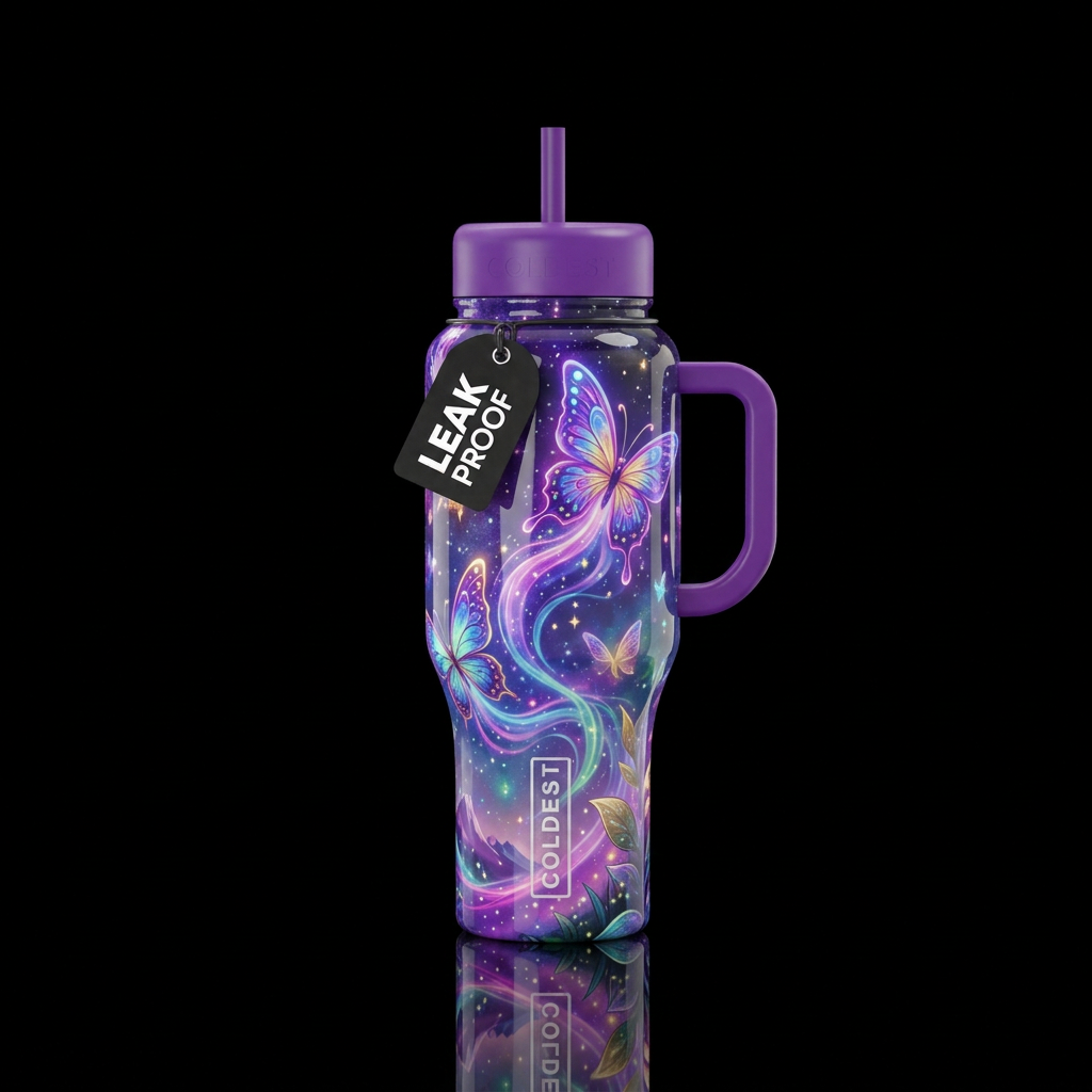 Butterflies water bottle design