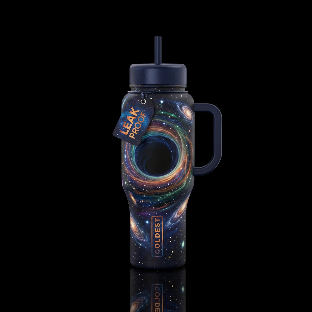 Center of the Universe water bottle design