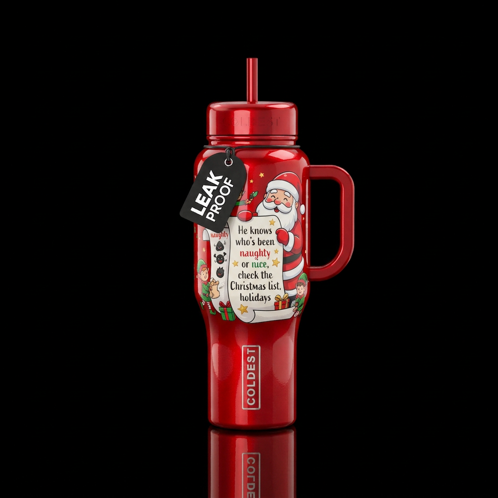He knows who’s been naughty or nice water bottle design