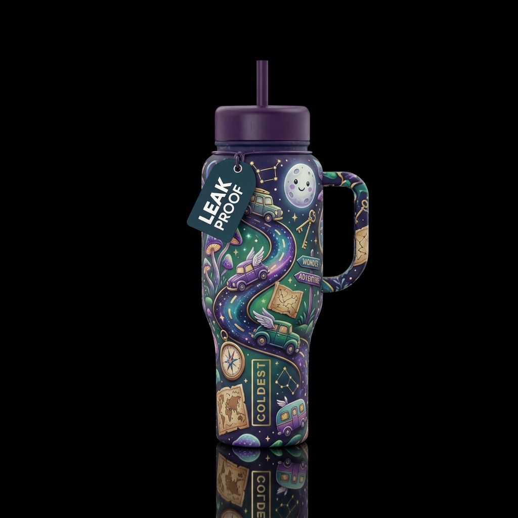 Magic Mystery Road Trip water bottle design