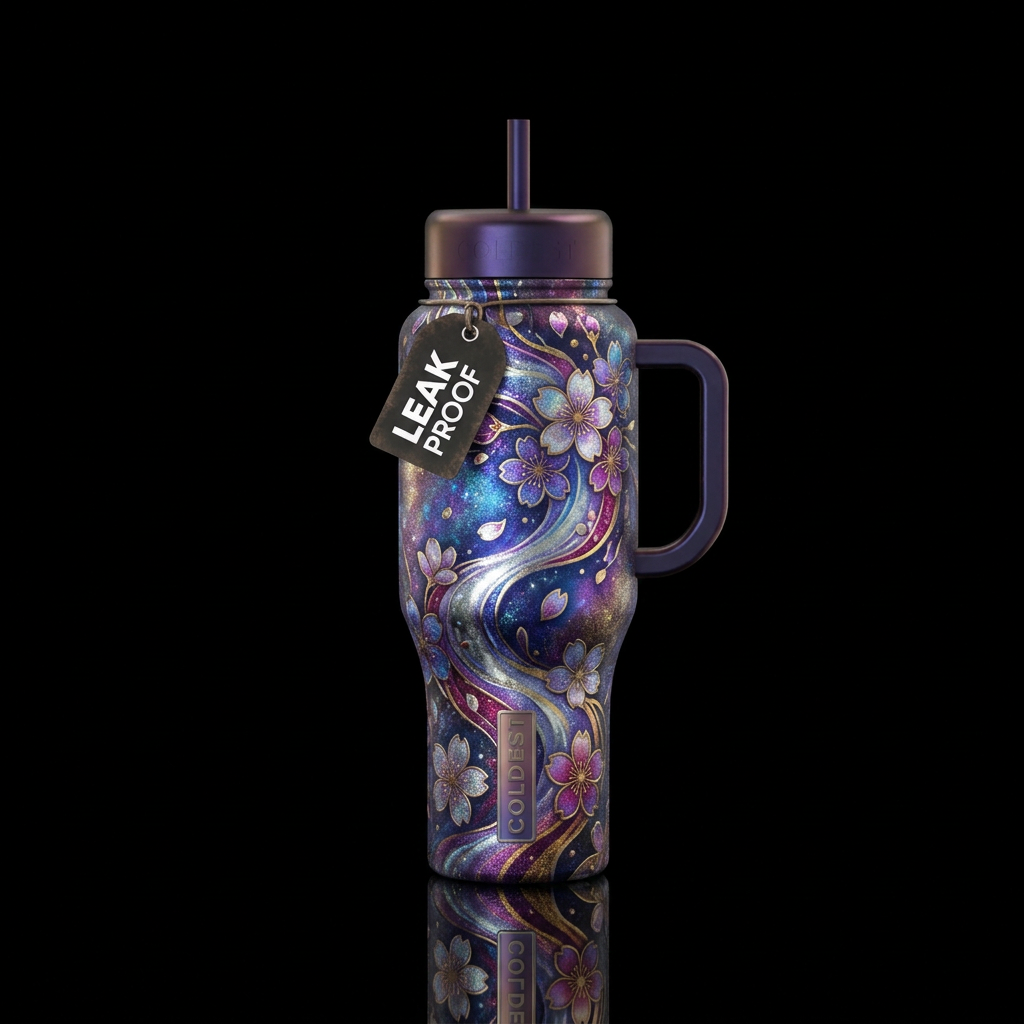 Flowing Sakura water bottle design
