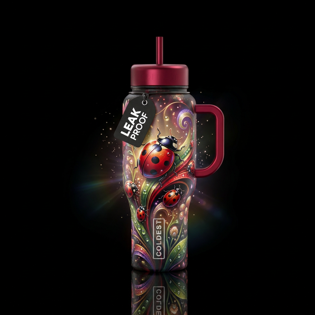 The Lady Bug water bottle design