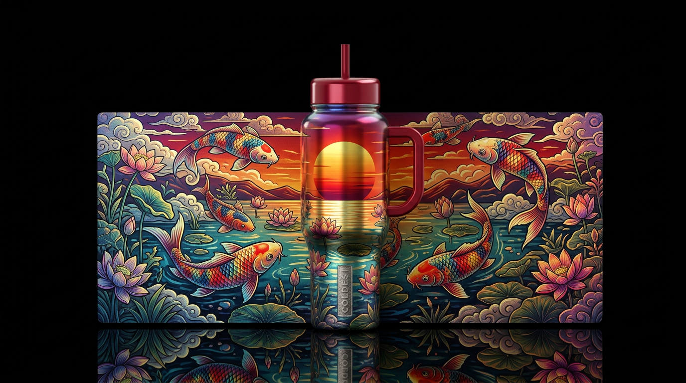 Koi water bottle design