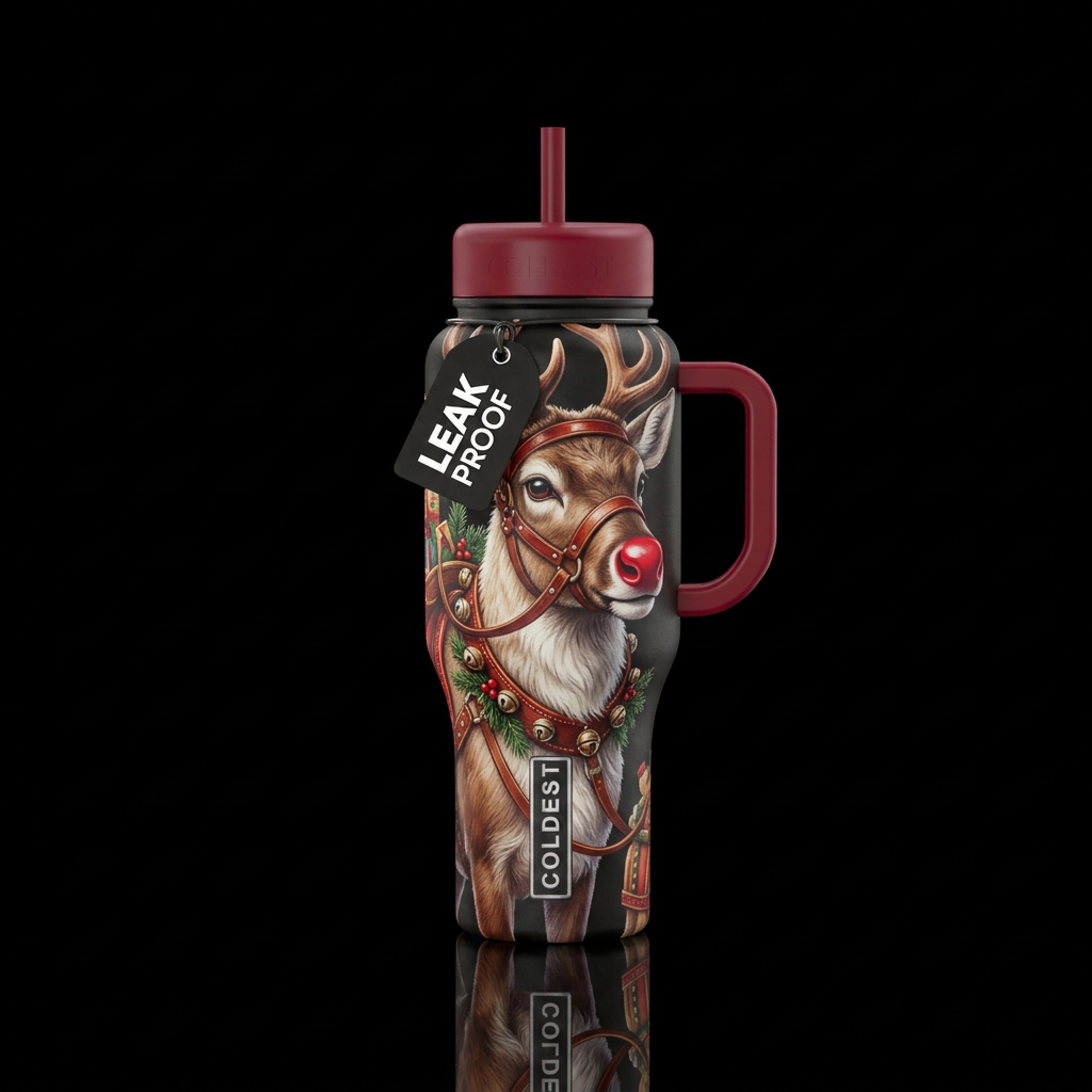Rudolph the Red Nose Reindeer water bottle design