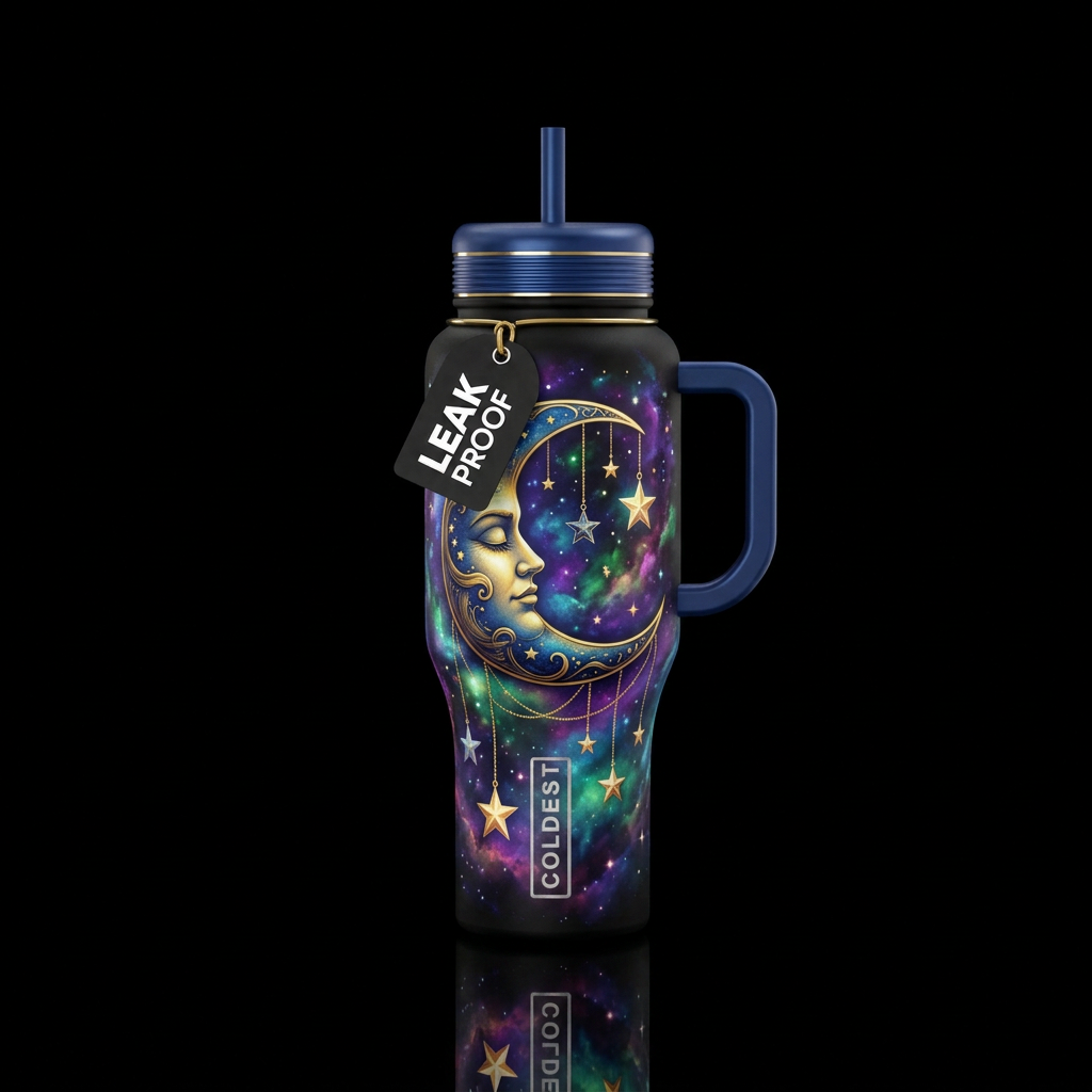 Sleeping moon water bottle design
