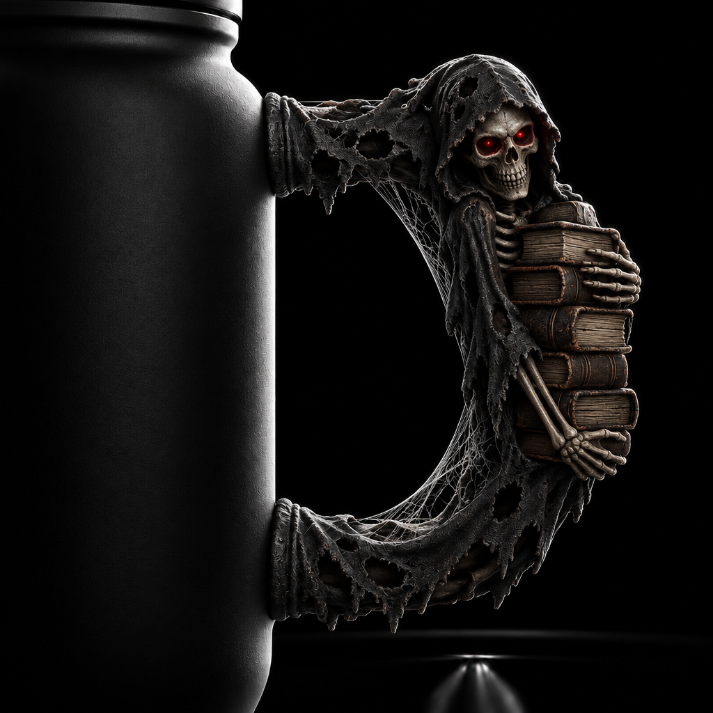 Spooky Librarian water bottle design