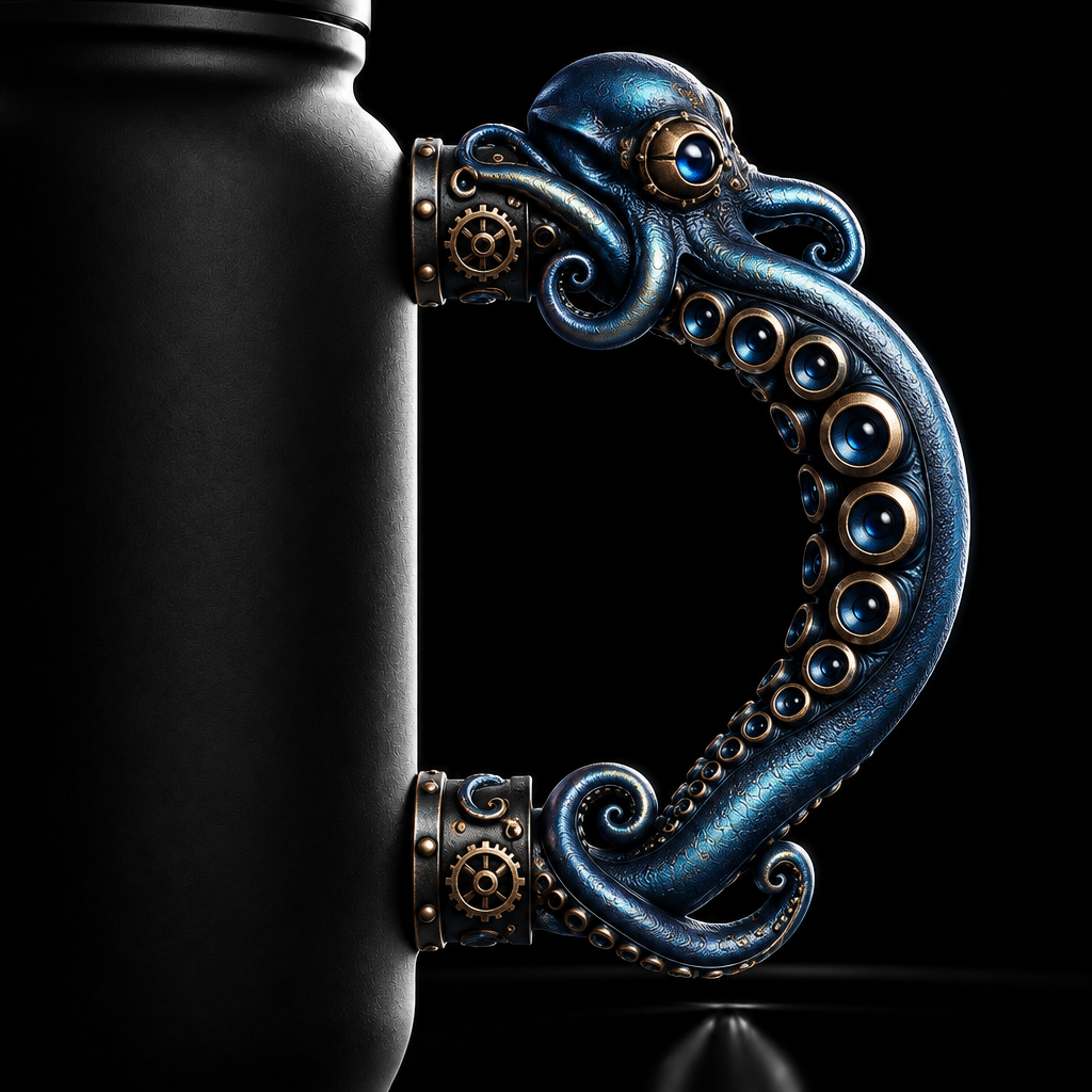 Steampunk Octopus water bottle design