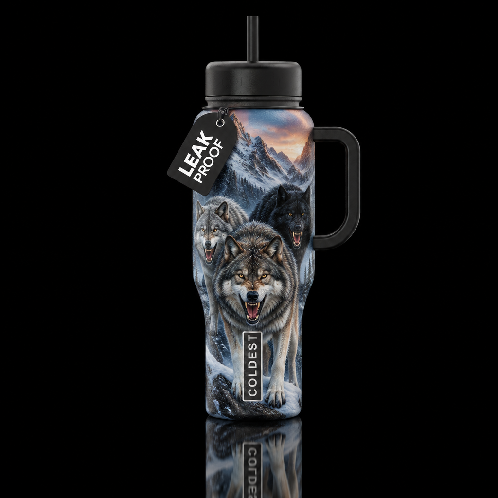 Pack of one gray, one black and one multi colored ... water bottle design