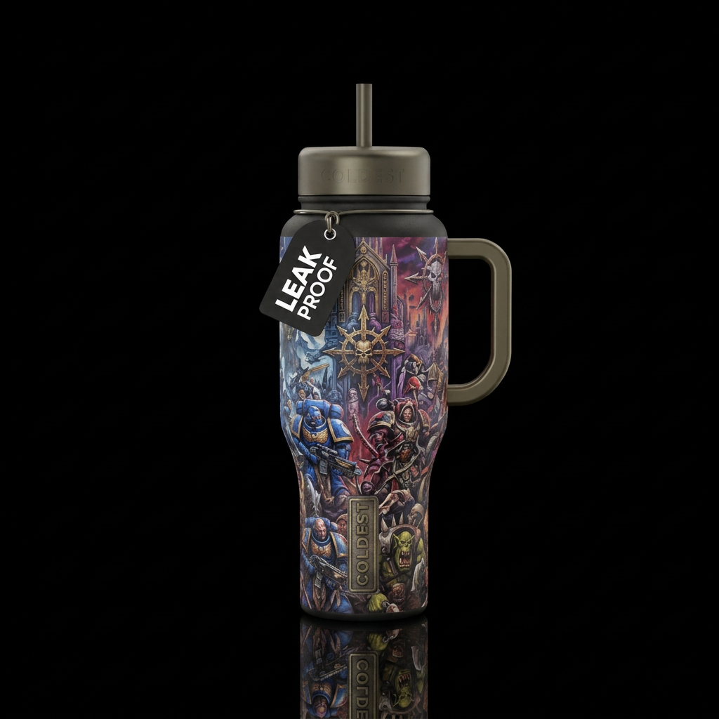Warhammer theme water bottle design