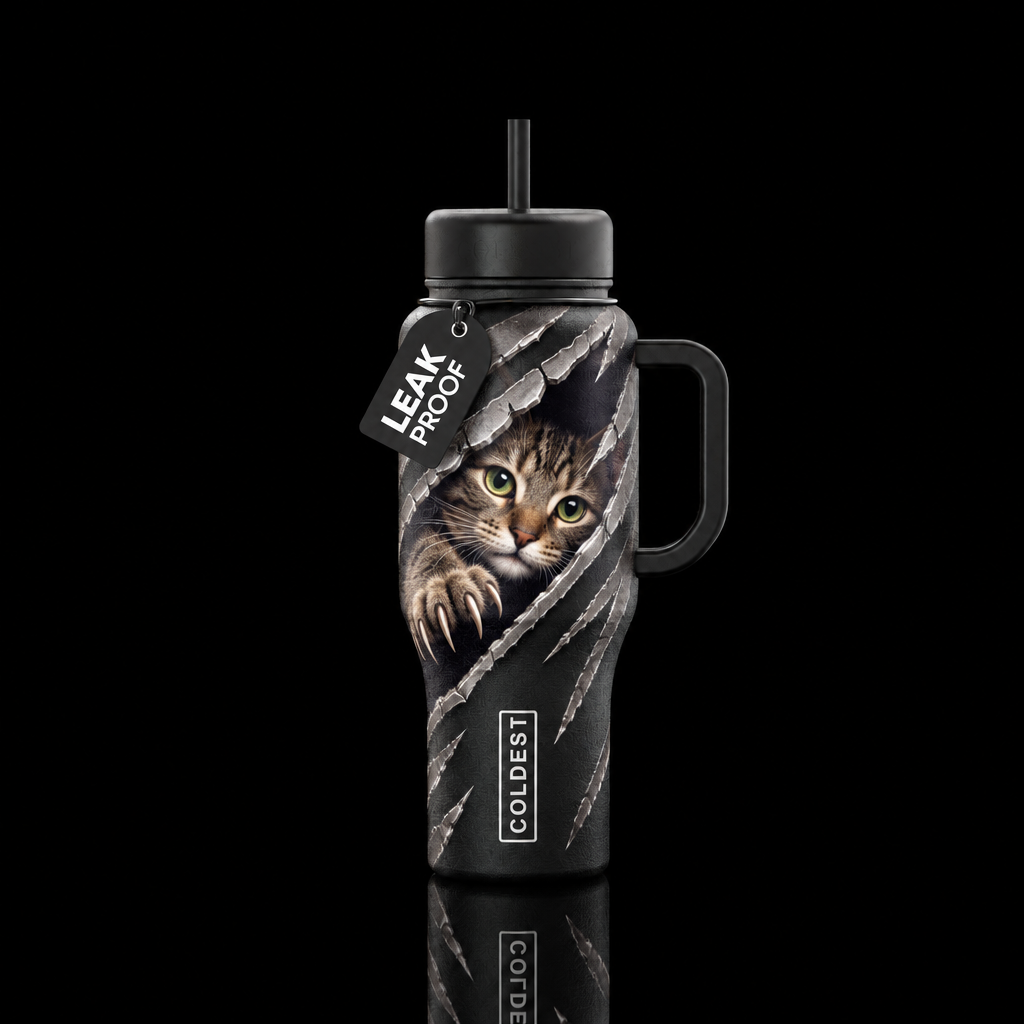 Cat scratching bottle water bottle design