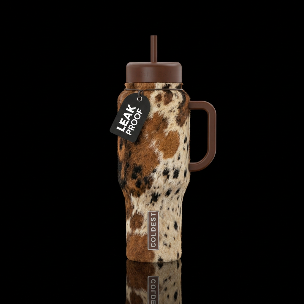 Cowhide rug water bottle design