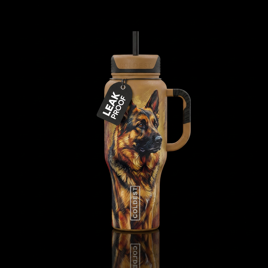 German Shepherd water bottle design