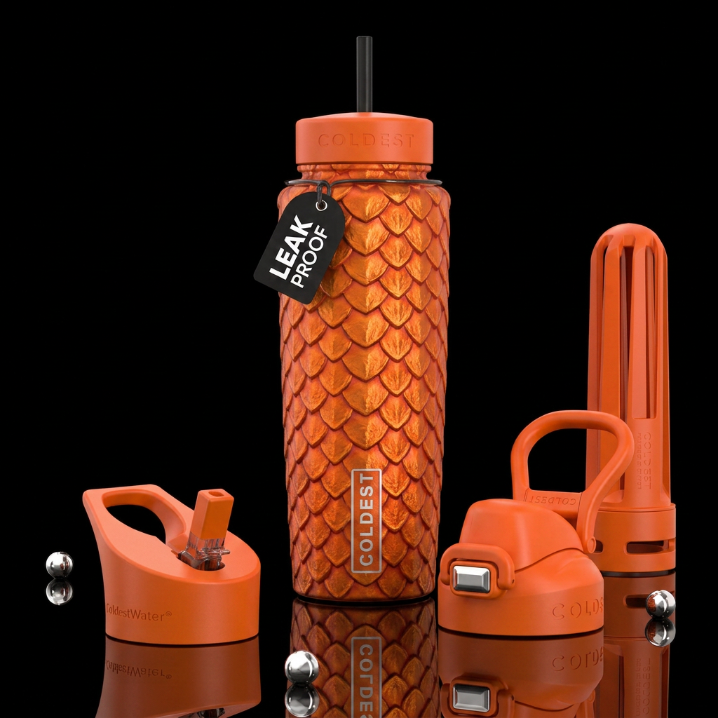 Orange dragon scales water bottle design