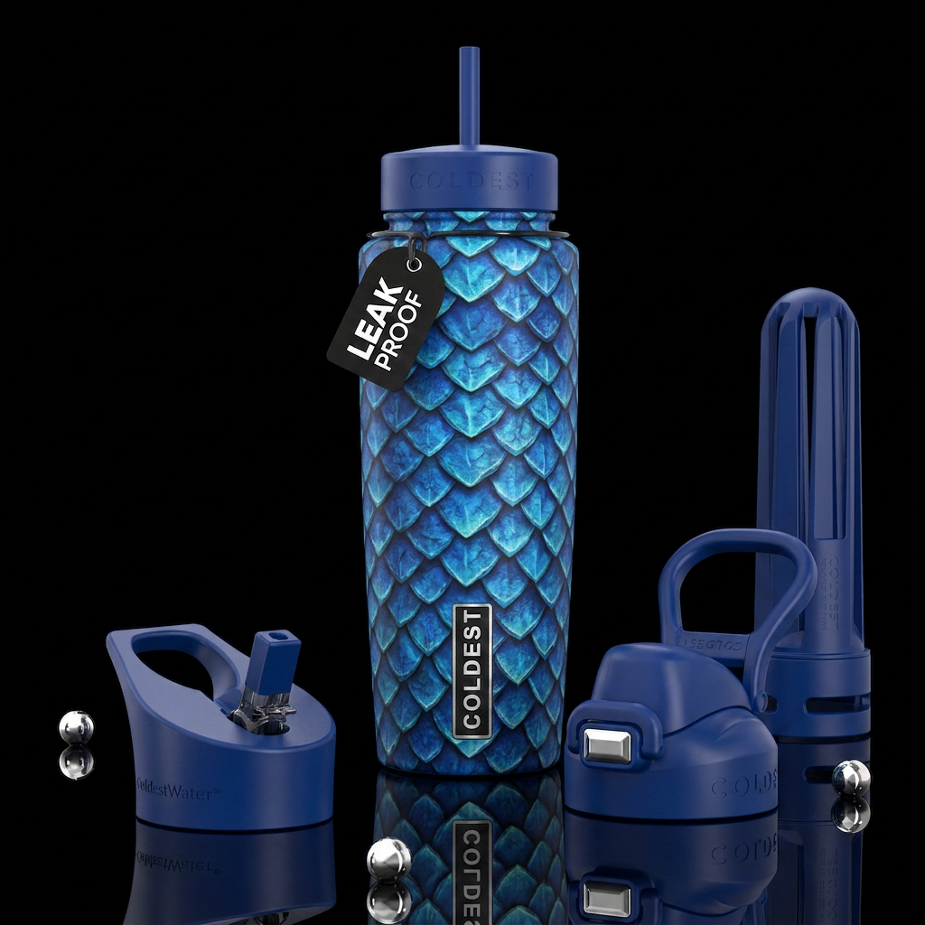 Blue dragon scales water bottle design